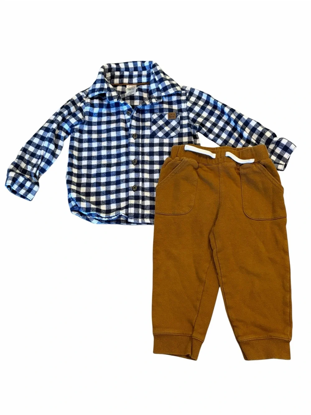 Carter’s Plaid Shirt & Jogger Pants Outfit Size 18 Months